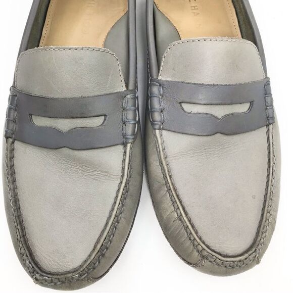 Cole Haan GRANT Canoe Gray Slip On Penny Driving Loafers - Picture 7 of 15